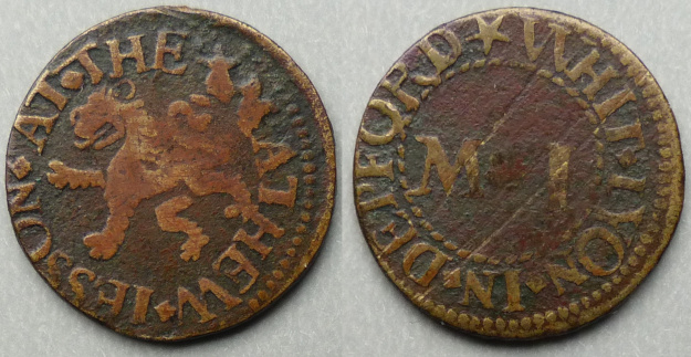 Deptford, Methew Iesson AT THE WHIT LYON farthing